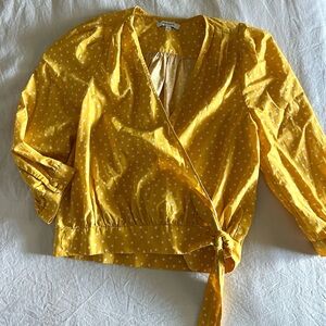 Madewell Mustard Yellow Wrap Blouse
